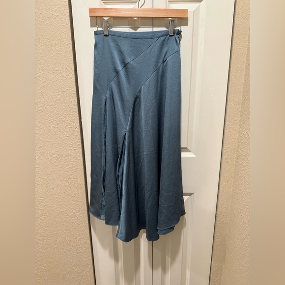 Vince Pleat-Detail Midi Skirt Drape Asymmetric Hem , size 0/XS - Picture 8 of 13